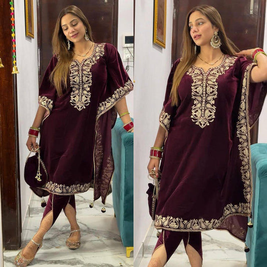 MAROON KAFTAN SET