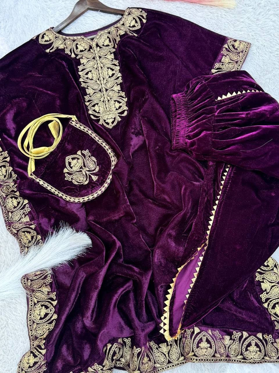 PURPLE VELVET KAFTAN SET